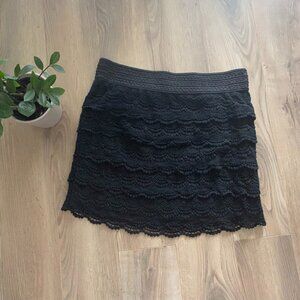 American Rag Black Eyelet Lace Tiered Skirt